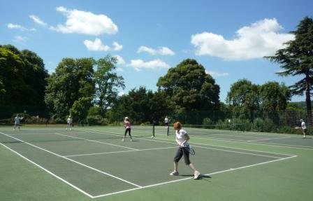 Tennis match in progress